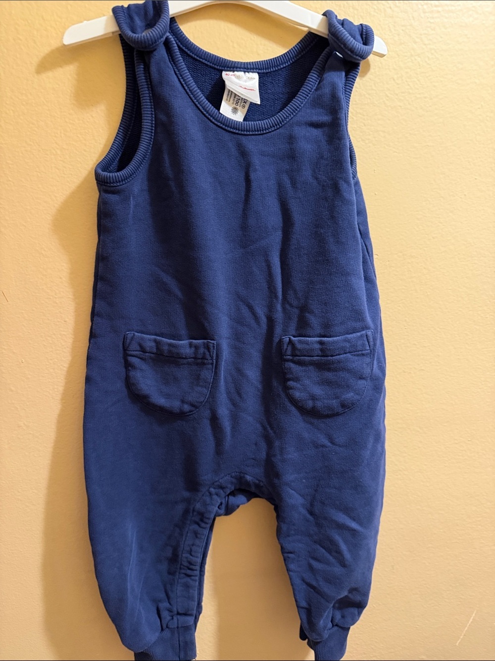 Hanna Andersson Navy Blue Baby Romper with Front Pockets